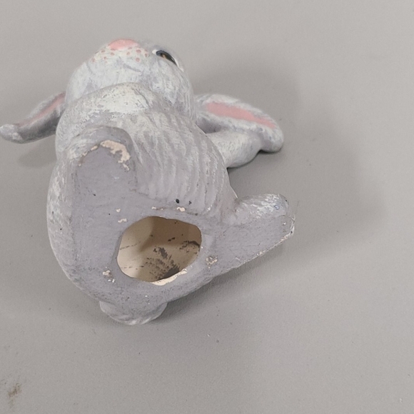 CERAMIC gray bunny rabbit figurine 3" Vintage - Picture 4 of 5